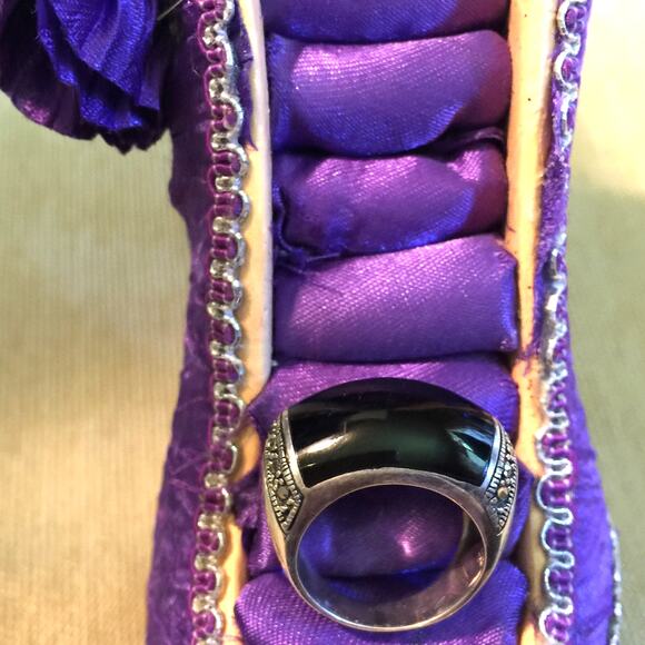 925 Sterling size 7 black onyx ring - Picture 1 of 5